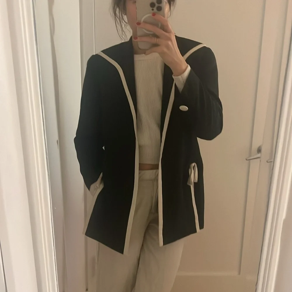 Vintage silk dior navy evening jacket blazer